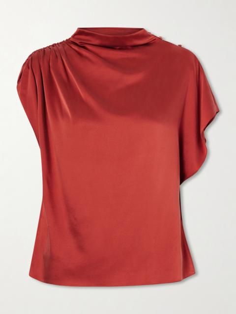 TWP Wish You Would Draped Silk-blend Charmeuse Blouse