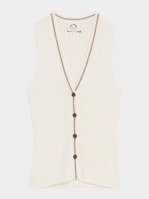 THE UPSIDE Rosella V-Neck Pointelle Knit Vest