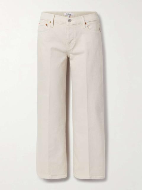 RE/DONE Cropped mid-rise wide-leg jeans White