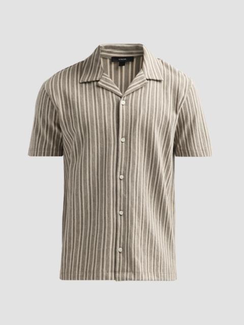 Vince Men's Cabana Striped Camp Shirt - Dark Artichoke Haze