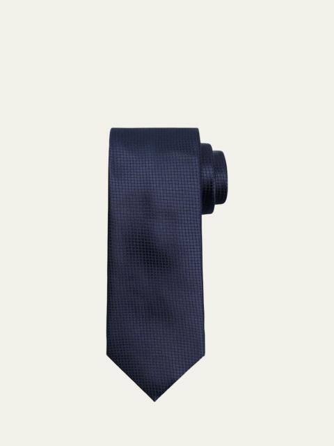 ZEGNA Men's Tonal Micro-Geometric Silk Tie