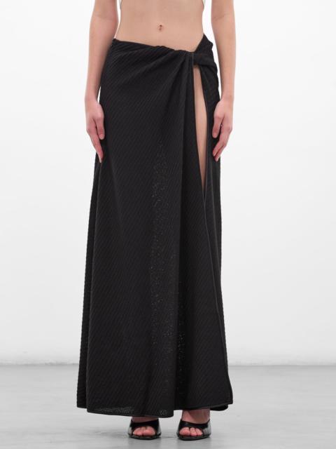 CHRISTOPHER ESBER Black Sarong Diagonal Knit Skirt