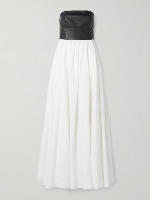 GABRIELA HEARST Lehti Strapless Linen And Leather Maxi Dress