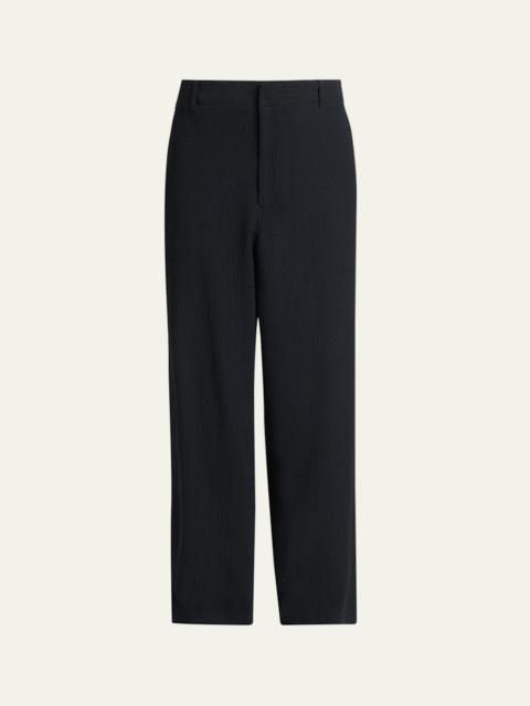 GIORGIO ARMANI Men's Seersucker Wide-Leg Trousers