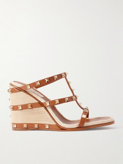 Valentino Rockstud 100 Leather Wedge Espadrille Sandals