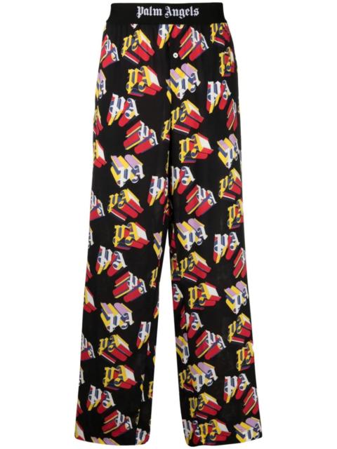 Palm Angels logo-print straight-leg trousers