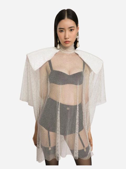 Dolce & Gabbana Mesh blouse with rhinestone appliqués