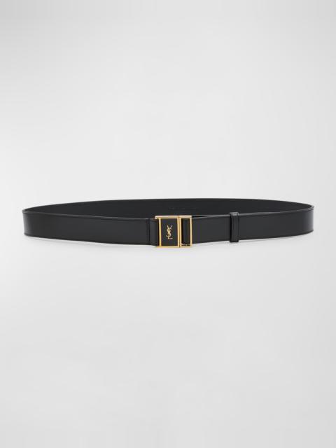 SAINT LAURENT Cassandre YSL Buckled Leather Belt