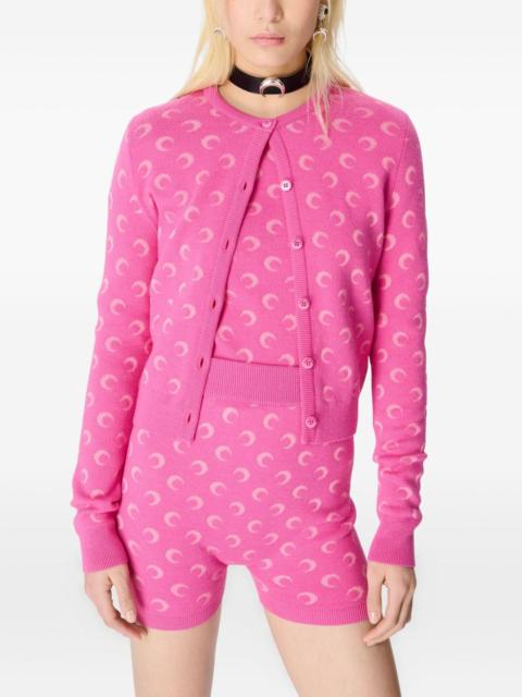 Marine Serre moon-jacquard knitted shorts