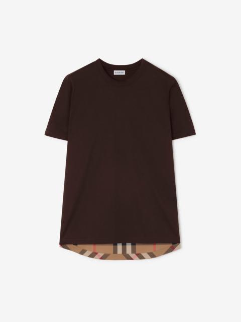 Burberry Check Panel Cotton T-shirt