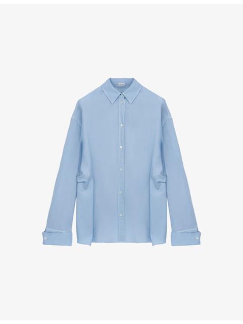 Loewe Pointed-Collar Long-Sleeve Silk-Wool Blend Shirt