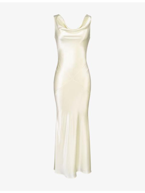 House of CB Safaira Cowl-Neck Satin Maxi Dress