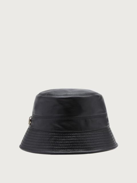 FERRAGAMO LEATHER BUCKET HAT