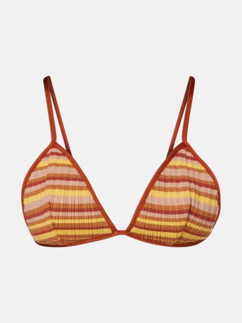 BANANHOT Ann ribbed-knit striped bikini top