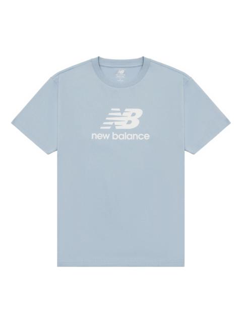 New Balance Essentials Stacked Logo Cotton T-Shirt 'Blue White' AMT31541-LAY
