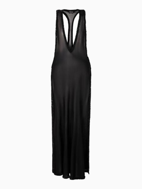 GIORGIO ARMANI Long viscose dress with embroidery