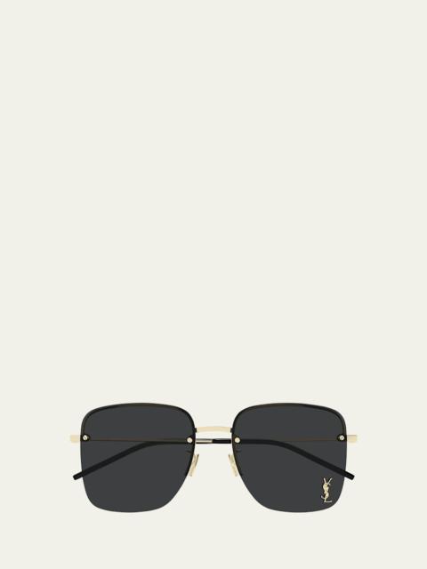 YSL Rimless Square Metal Sunglasses