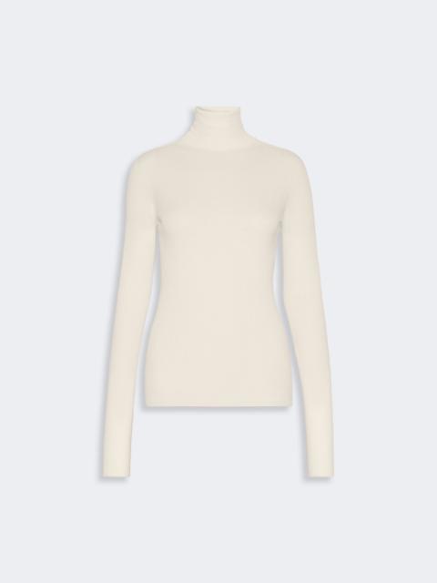 Sportmax CENTRO Slim pure wool mock polo-neck sweater - IVORY