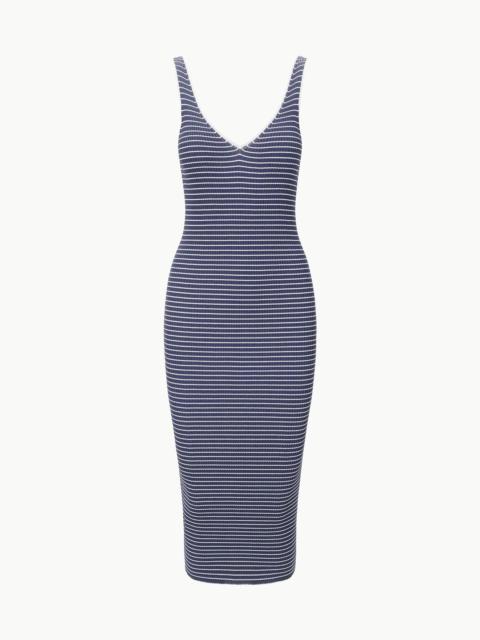 STAUD DANA DRESS NAVY MICRO STRIPE