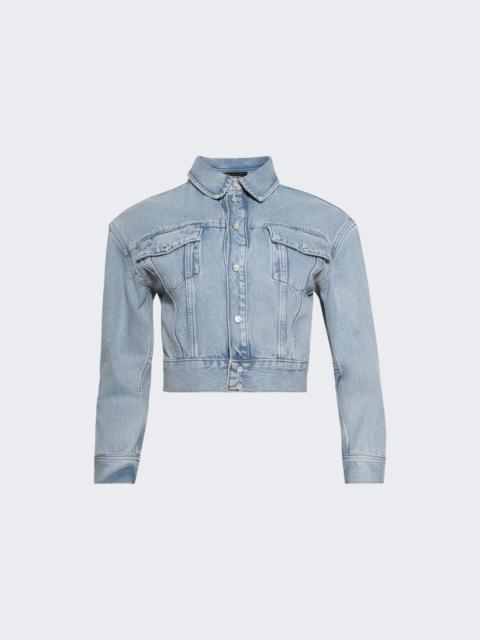 WARDROBE.NYC Denim Crop Jacket Blue