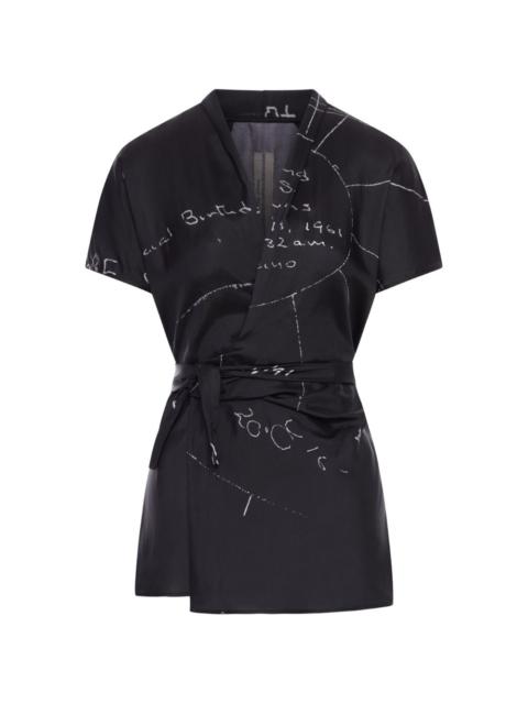 Rick Owens print tie waist viscose blouse