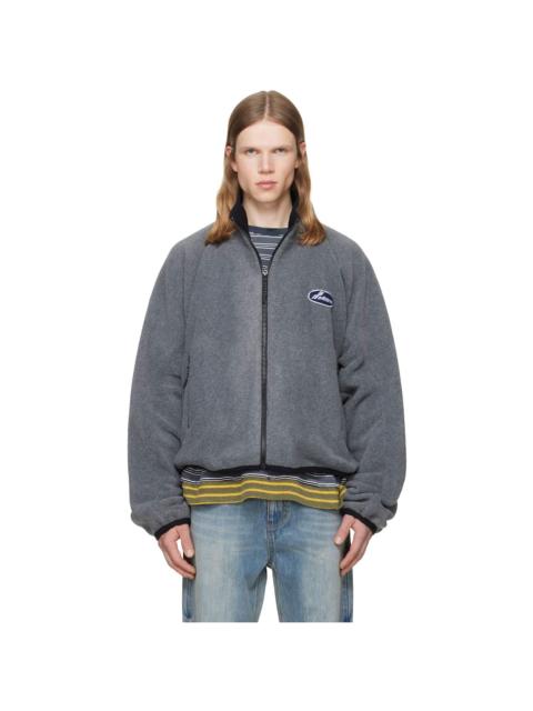 We11done Gray String Fleece Zip-Up Jacket