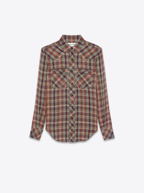 SAINT LAURENT western shirt in checked viscose