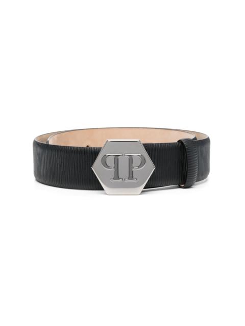 PHILIPP PLEIN logo-buckle leather belt