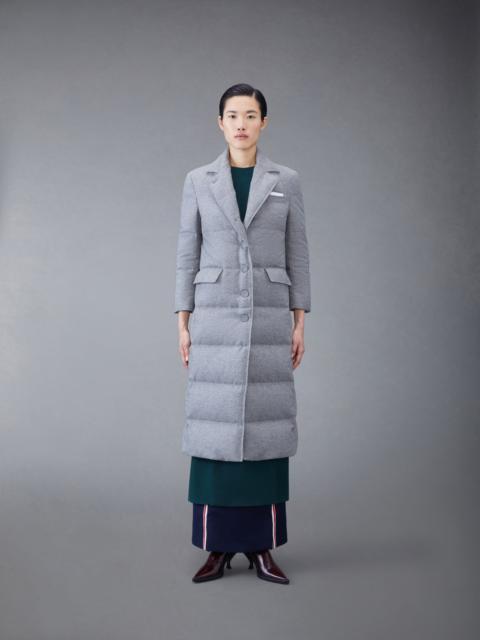 Thom Browne Flannel Down Wide Lapel Overcoat