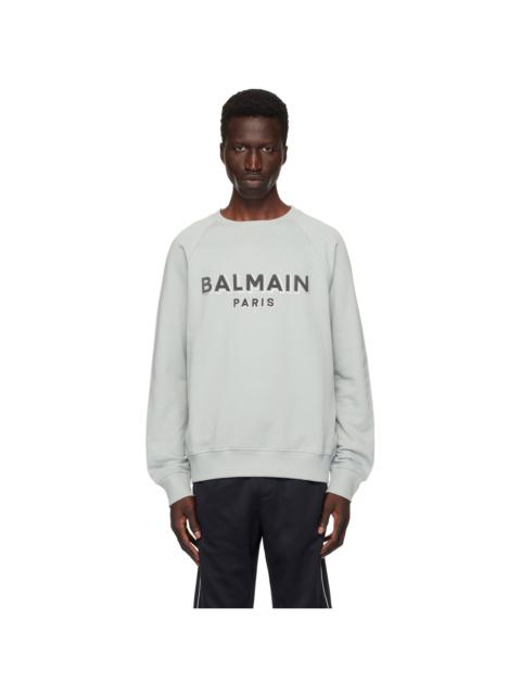 Gray Metallic Flocked 'Balmain' Sweatshirt