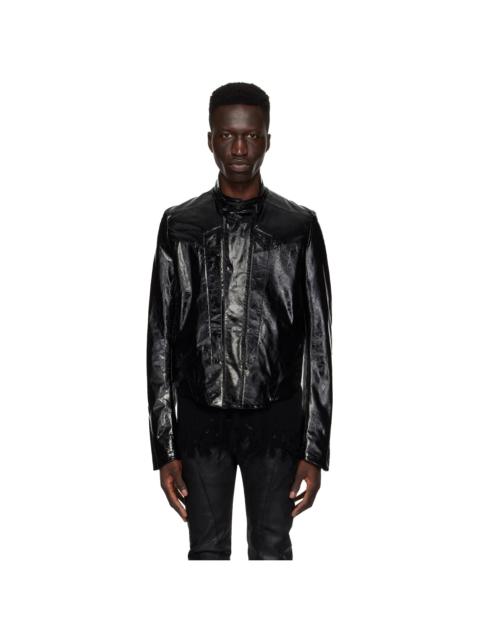 Black Coated Leather Jacket