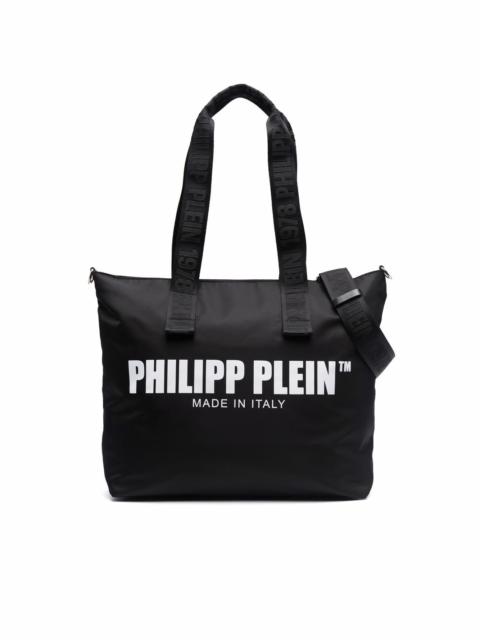 PHILIPP PLEIN logo-print large cotton tote bag