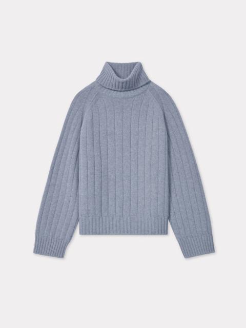 Oversized embroidered rib knit jumper in wool and cashmere