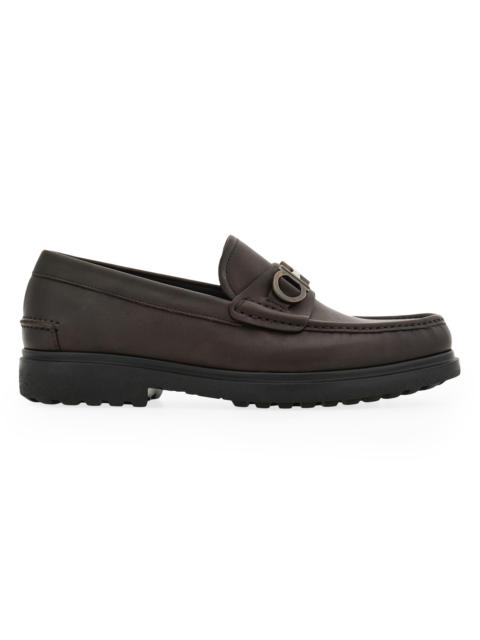 FERRAGAMO Men's Tobias Gancini Leather Loafers - Brown