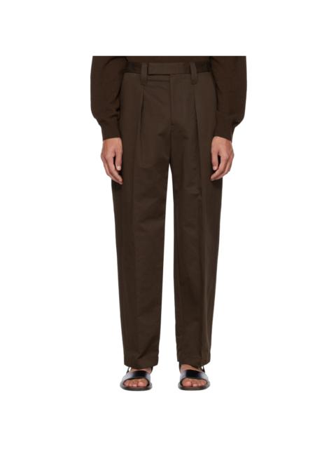 Brown One Pleat Trousers