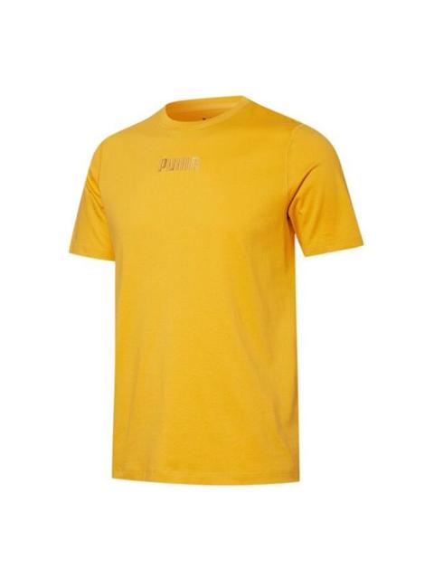 PUMA Modern Basics Tee Solid Color Logo Embroidered Sports Round Neck Short Sleeve Yellow 847669-37