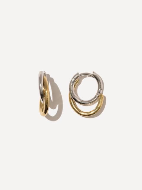 Otiumberg 14ct Gold-Plated Vermeil Silver Small Mixed Metal Spiralis Hoop Earrings