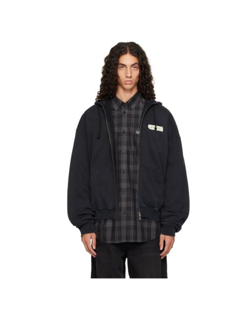 VETEMENTS Black Scribbled Logo Zip-Up Hoodie