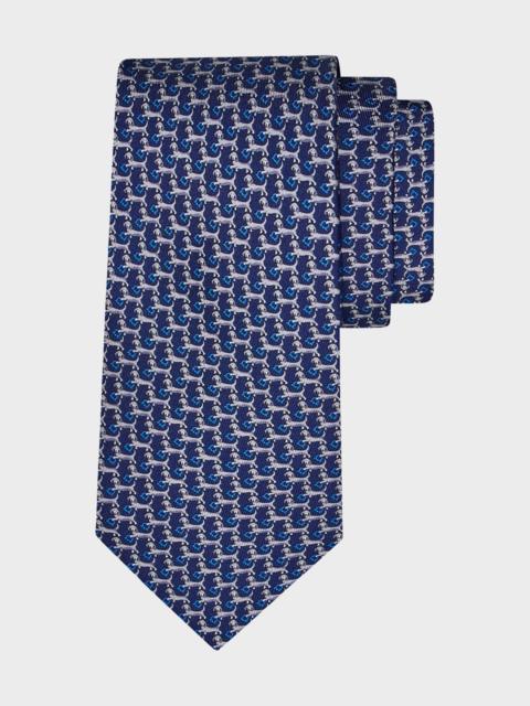 FERRAGAMO Men's Dachshund Silk and Wool Tie