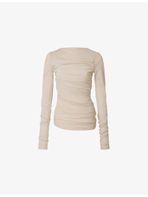 soeur Gaia Gathered-Detail Cotton-Blend Top