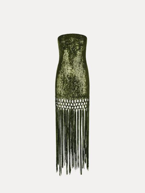 Oscar de la Renta SEQUIN FRINGE GOWN