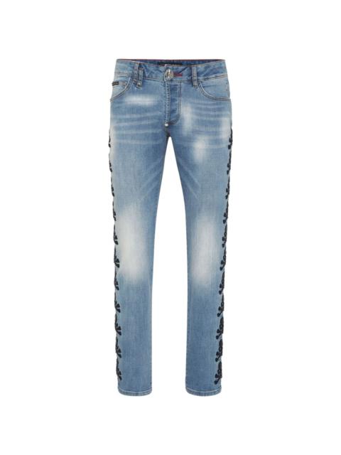 Skull mid-rise slim jeans