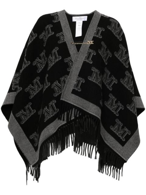Max Mara monogram-pattern wool poncho
