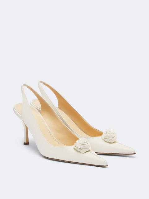 MAGDA BUTRYM Floral-appliqué satin slingback pumps