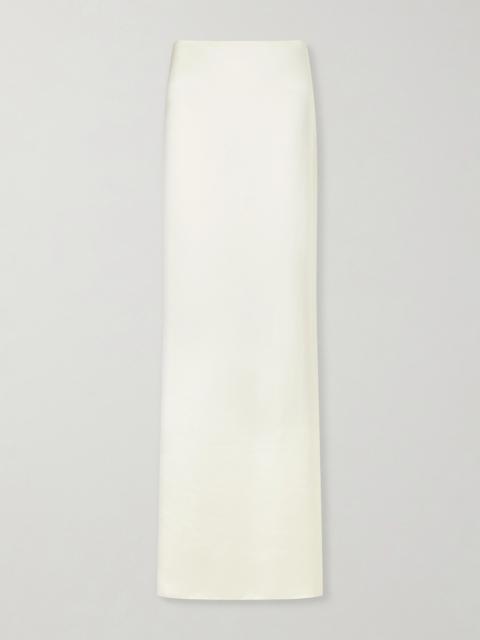 COLLEEN ALLEN Lace-trimmed Silk-satin Maxi Skirt