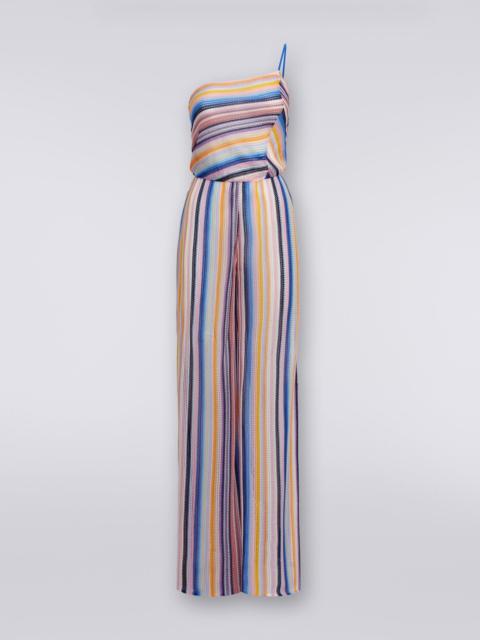 Missoni One-shoulder jumpsuit in striped crochet