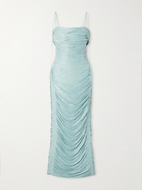 MARMAR HALIM Ruched Pleated Satin Gown