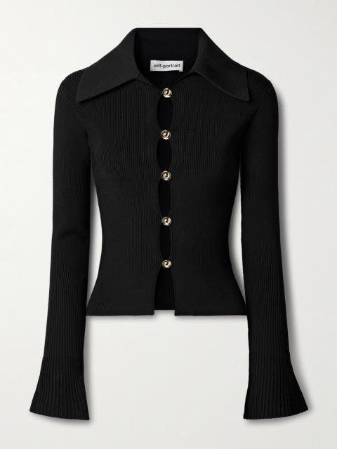 self-portrait Ribbed-knit Cardigan