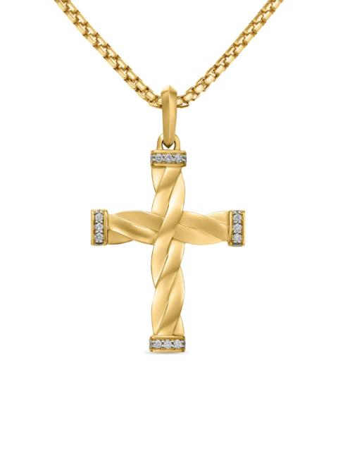 DAVID YURMAN Men's DY Helios Cross Pendant in 18K Yellow Gold, 48MM - Diamond