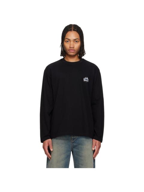 SOLID HOMME Black Sound Wave Back Logo T-shirt